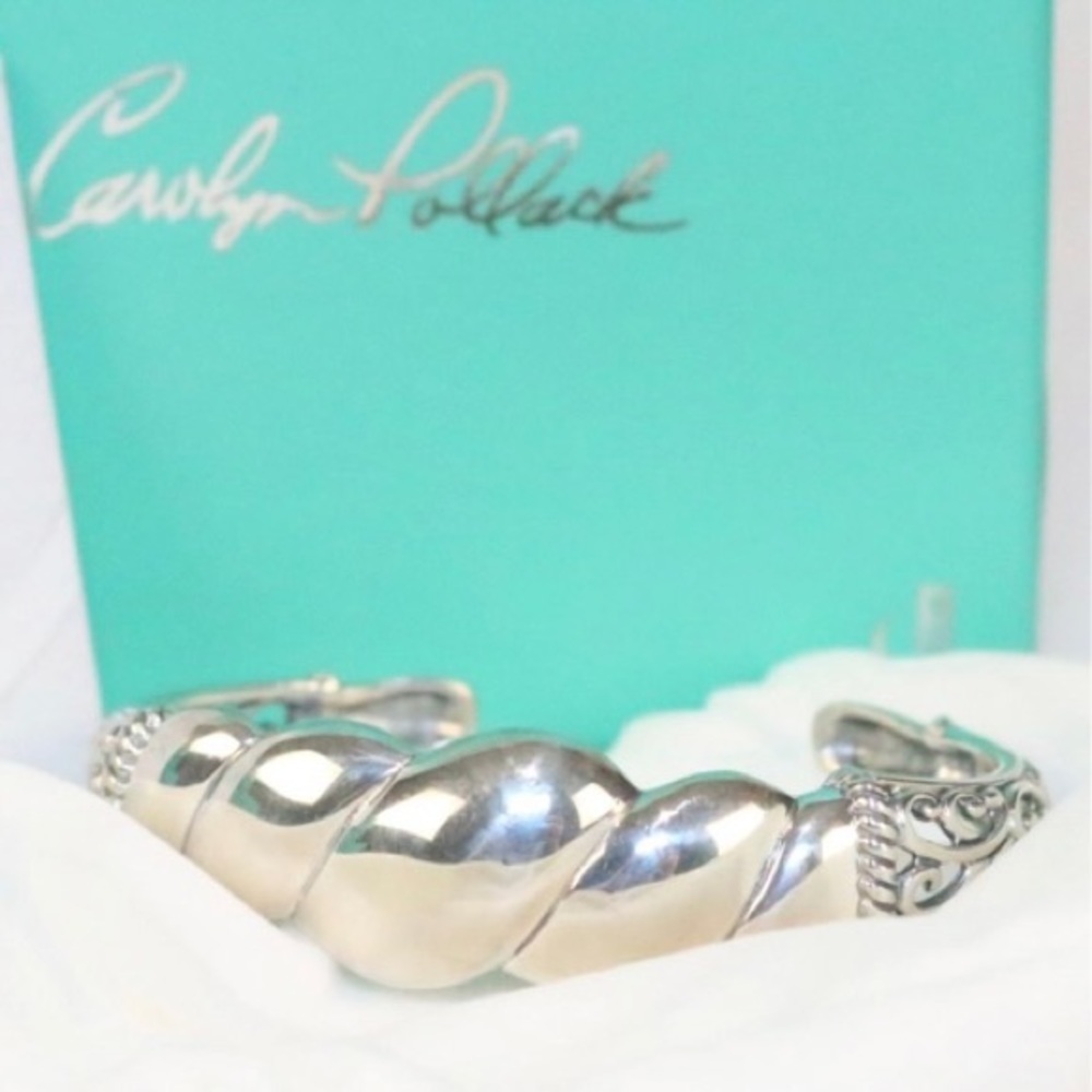 NEW Carolyn Pollack Sterling Silver Statement Scroll Wide Bracelet‎ in the Box